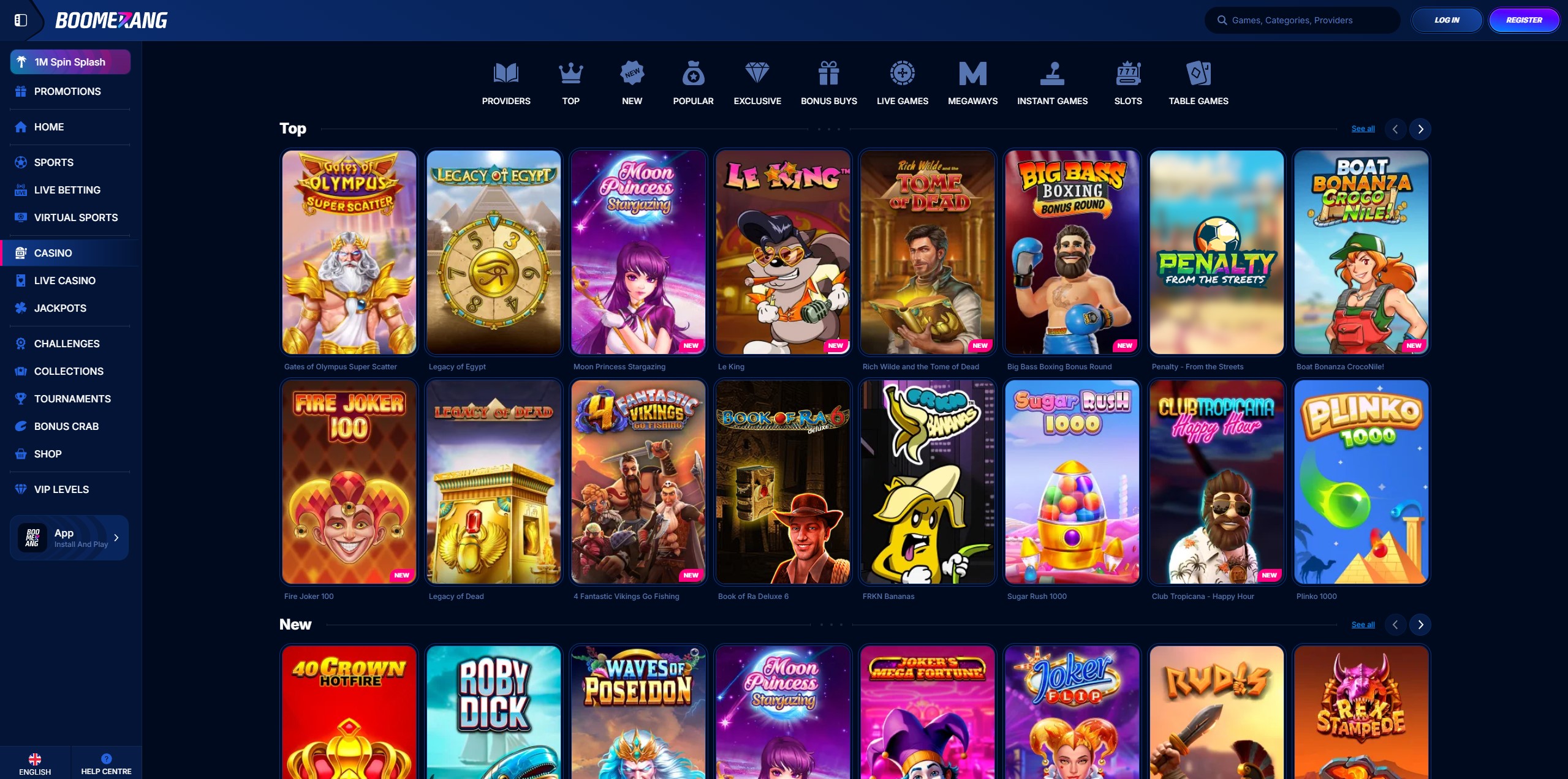 Boomerang Casino leikjasafn